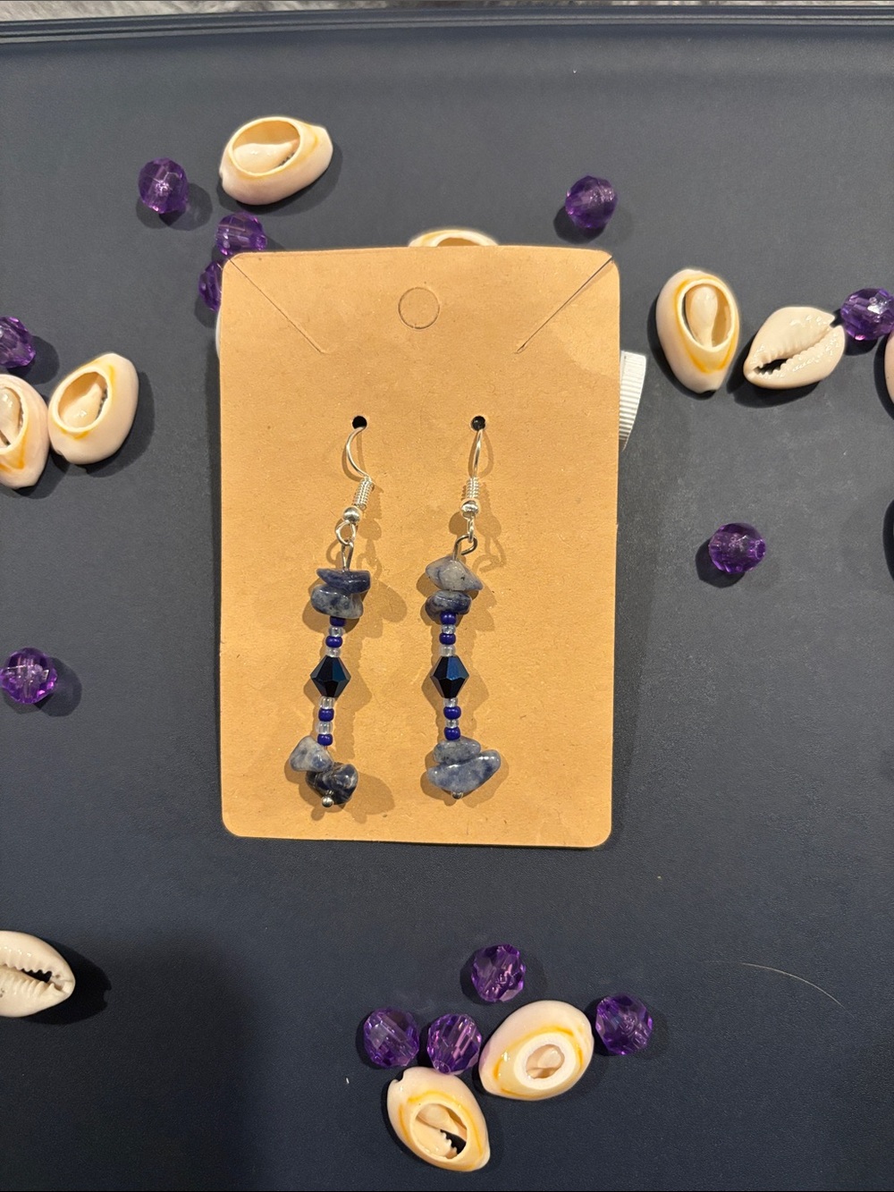 Handmade Blue Gemstone Dangle Earrings - Women Jewelry